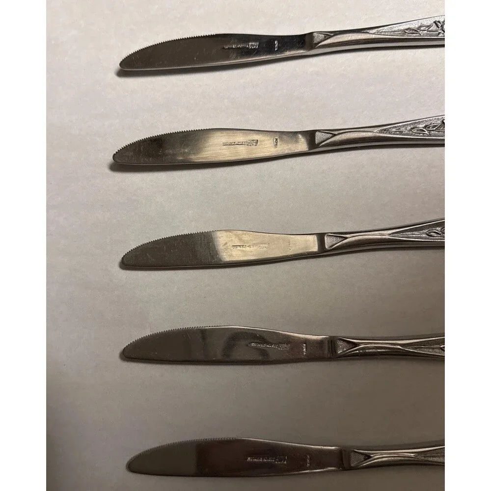 Ekco Eternal Rose Cotillion Stainless FloralFlatware Dinner Knives, 8.25
